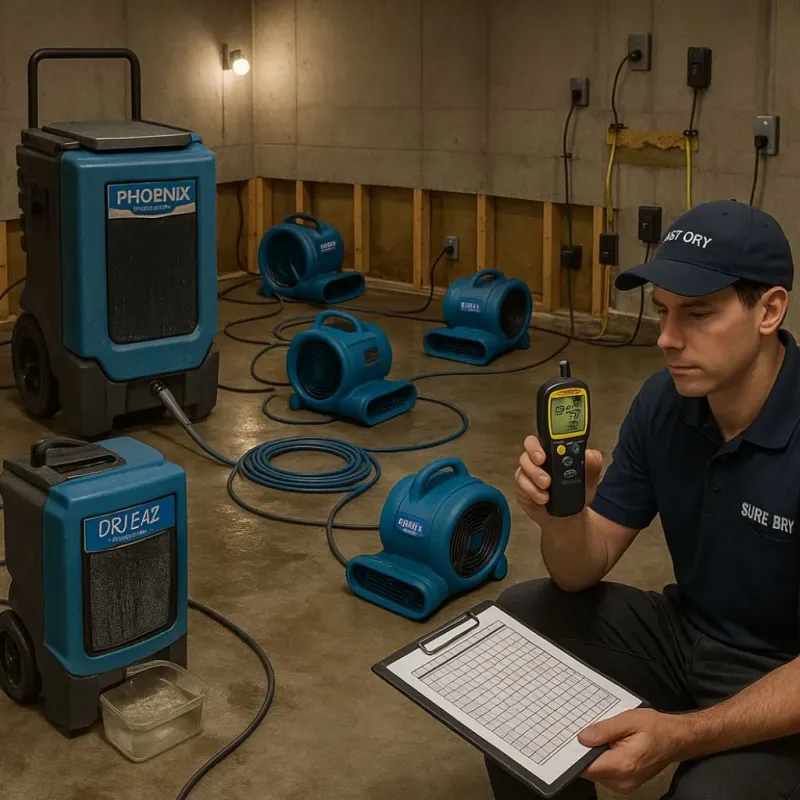 Structural Drying and Dehumidification process in Krugerville, TX